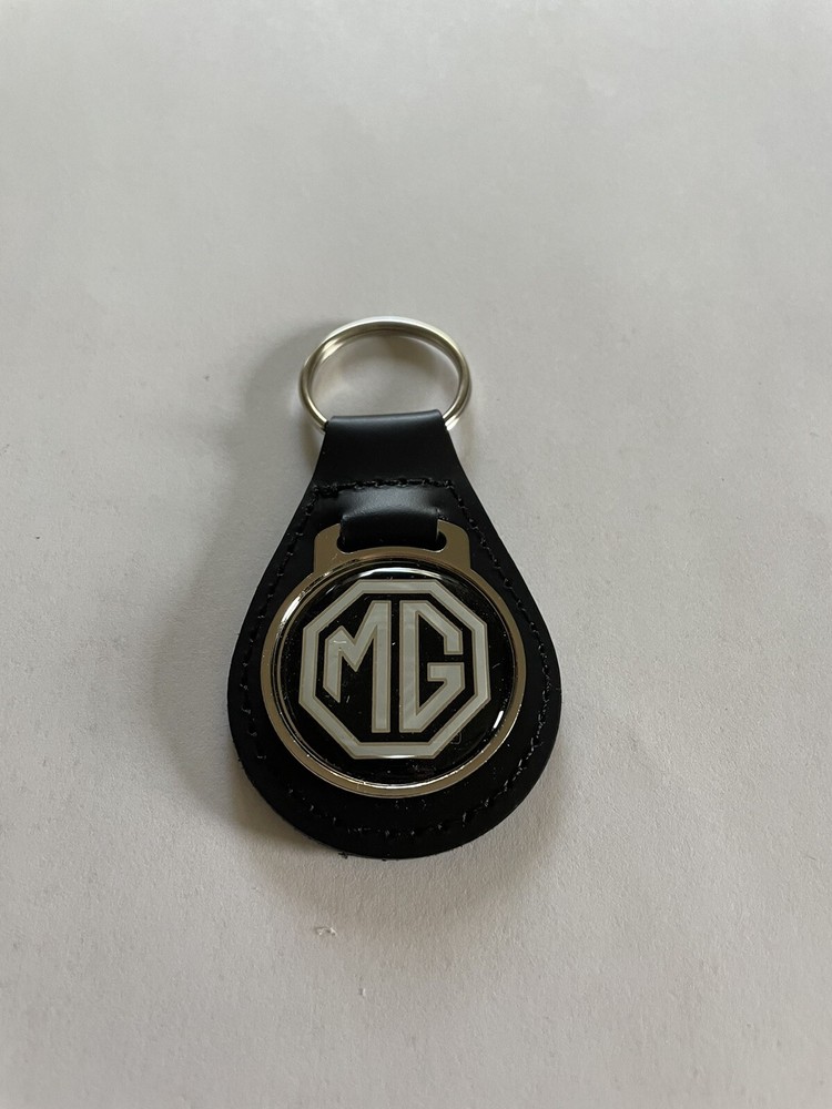 MG Keychain Midget Key Chain Black Leather