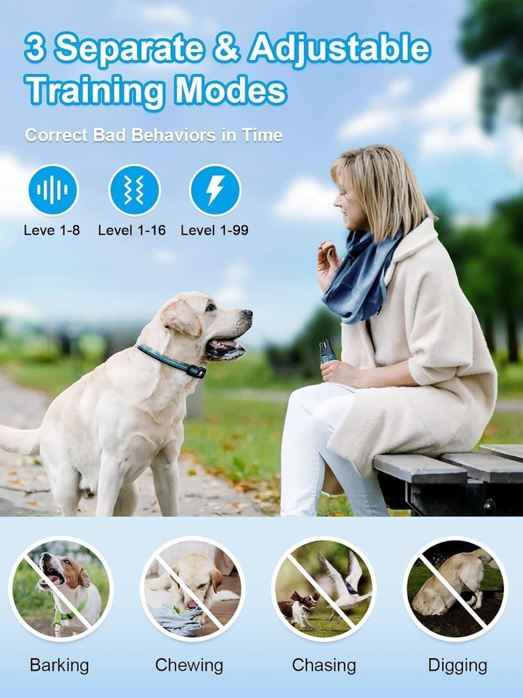 Safety Focused Training Collar for Dogs: Long Range & Custom Modes for All Sizes
