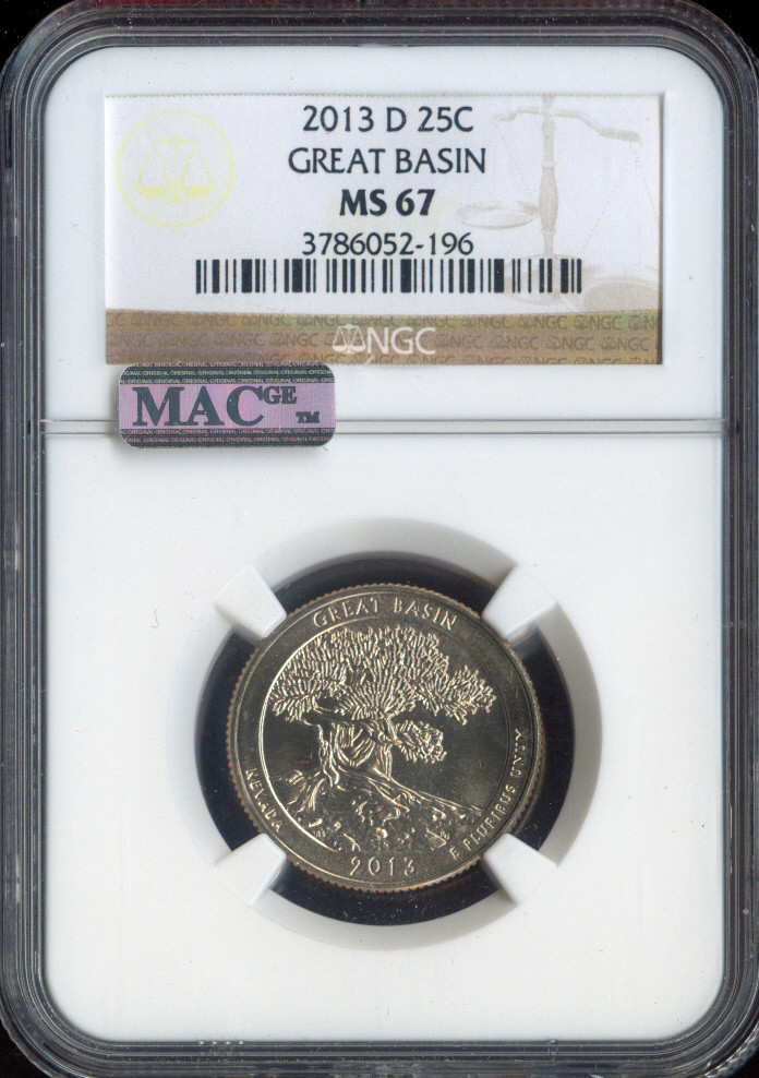 2013-D Great Basin Quarter NGC MS67 MAC Quality