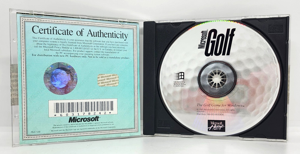 MICROSOFT GOLF ~ MULTIMEDIA EDITION CD-ROM (1993) MICROSOFT WINDOWS COMPATIBLE