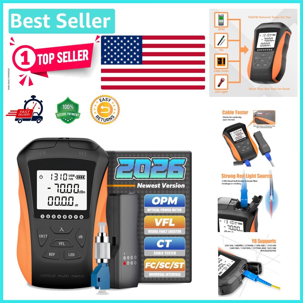 Battery-Powered Optical Power Meter with LED Flashlight - Smart Testing Tool