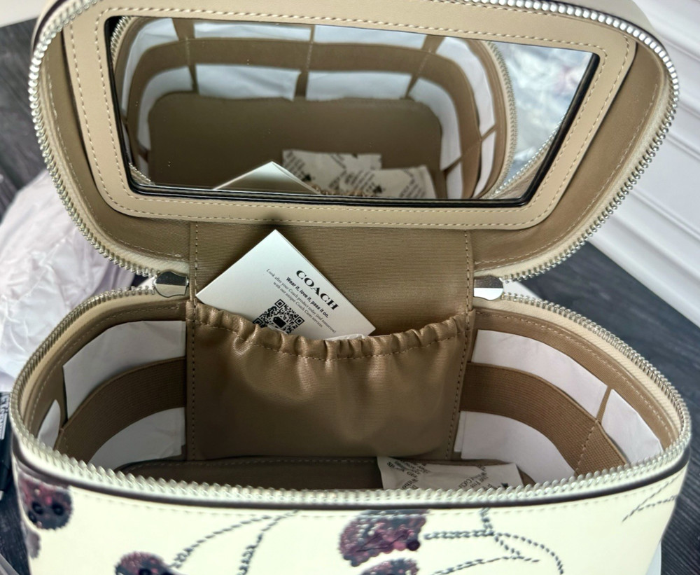 Coach CDC13 Cosmetic Case Cherry Print Makeup Vanity Glam Mirror