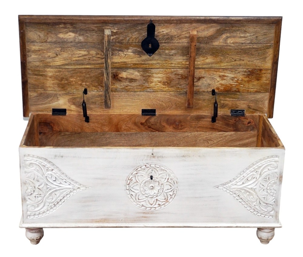 Hand-crafted large solid wood storage chest/ bench trunk/coffee table/ottoman