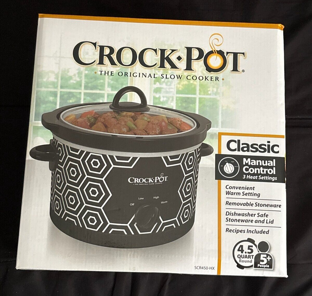 Classic Crock Pot Rare Black & White Hex Pattern 4.5QT.