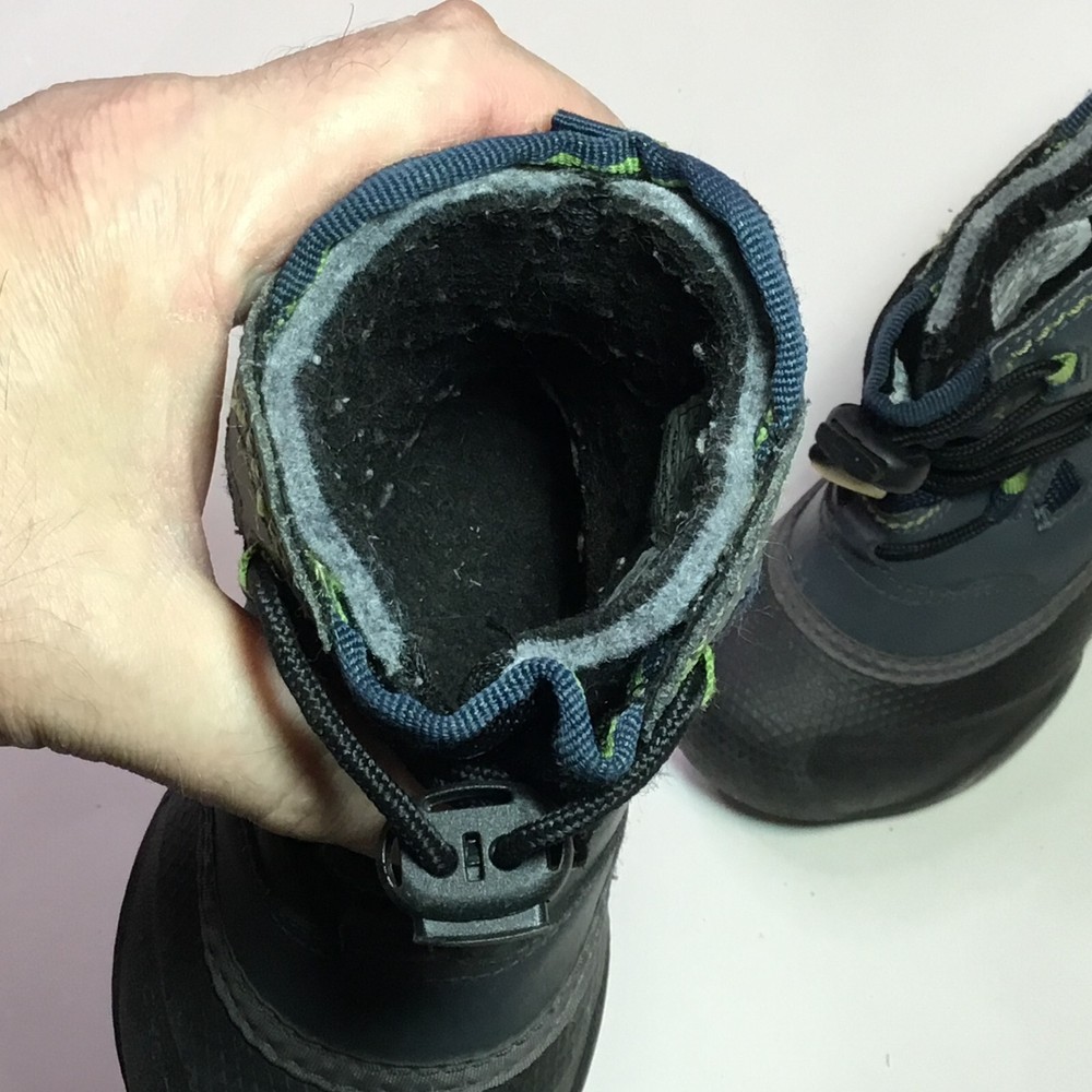 Sorel Icepack Techlite Boys 7 Winter Waterproof Boots Blue/Black Drawstring