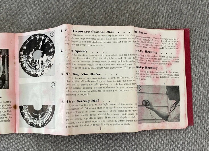 WESTON MASTER II Model 735 UNIVERSAL EXPOSURE LIGHT METER W/ CASE & Book