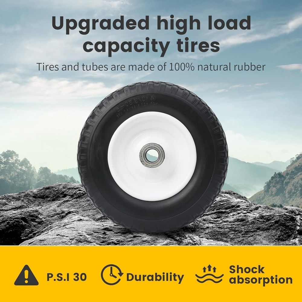 MaxxHaul 12" Flat-Free Solid Polyurethane Replacement Tire 1" Bore, Centered Hub