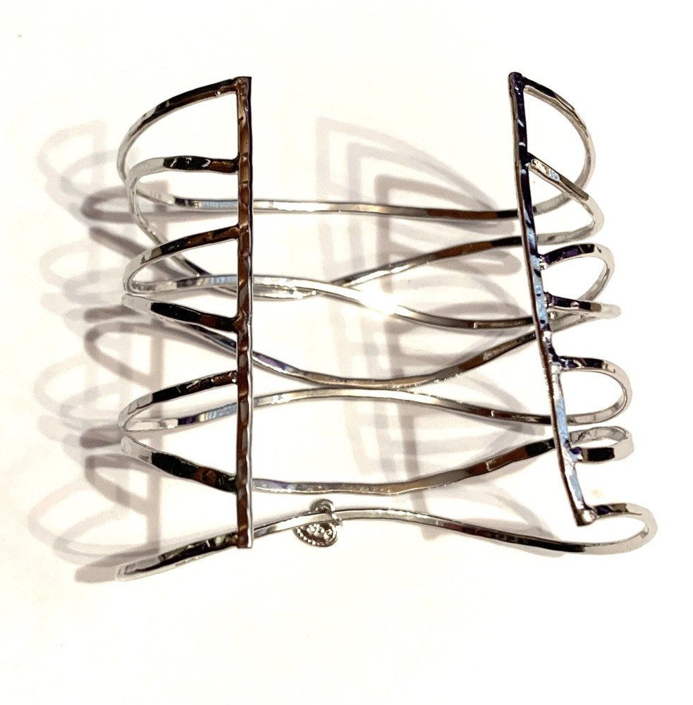 Esbe Hammered Silver Plated Cuff Bracelet Retro Boho