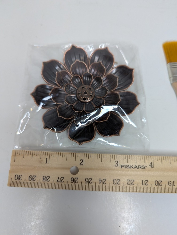 Lotus Flower Copper Multi-size Incense Holder w/ Dusting Brush