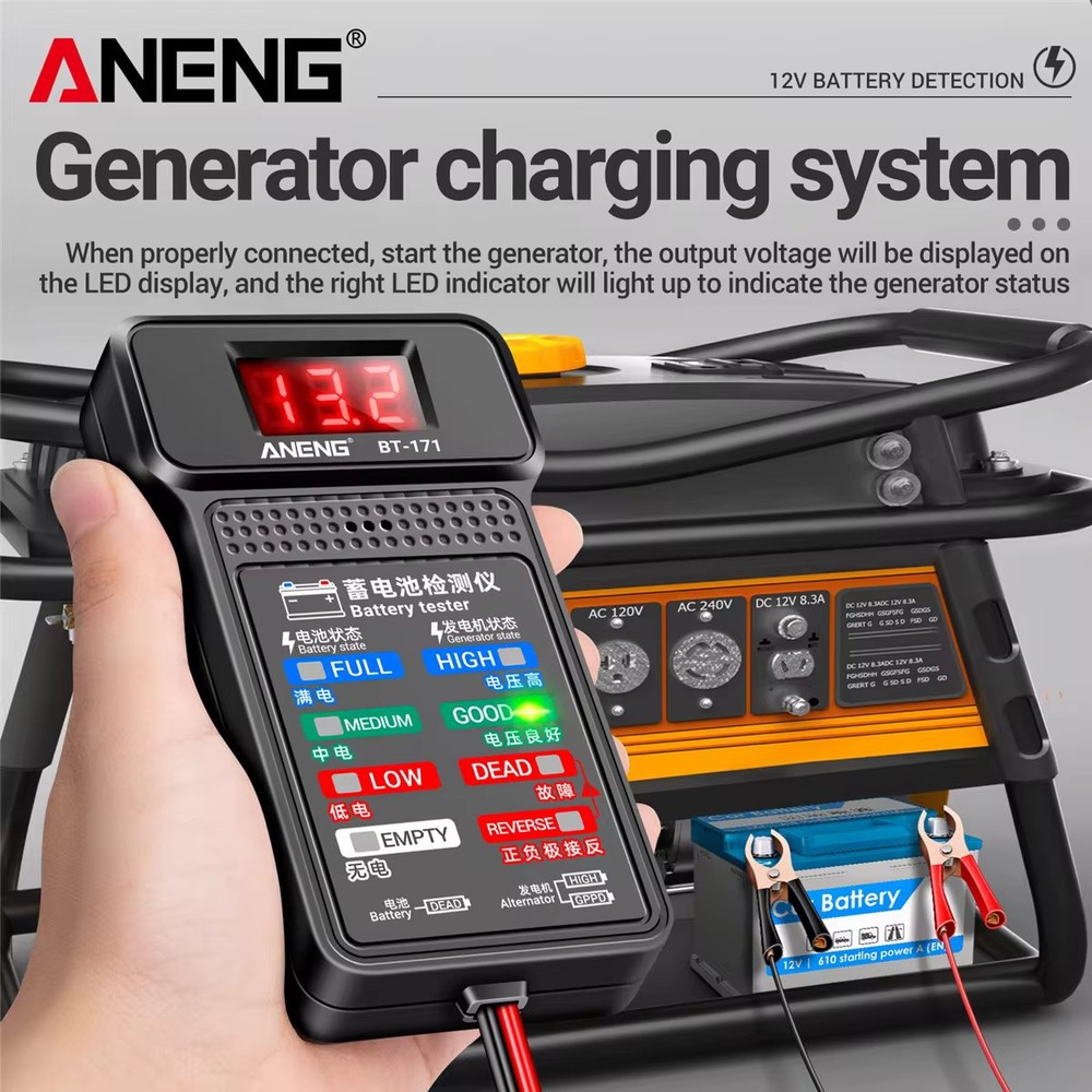 12V Car Battery Tester Automatic Starting Charging System LCD Screen Analyzer