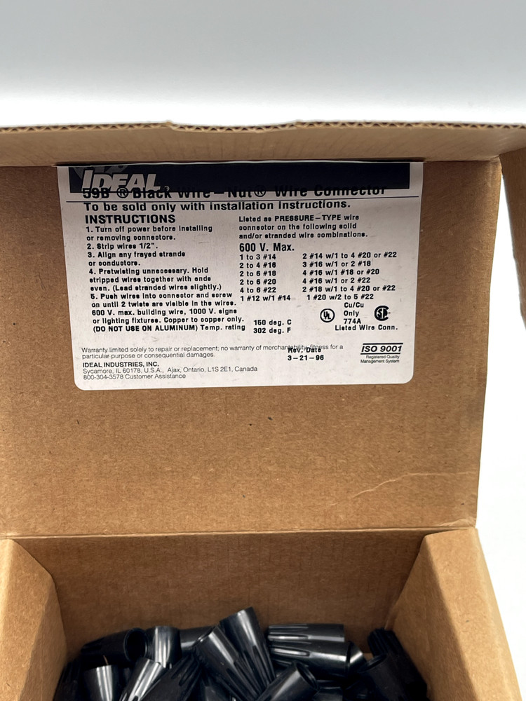 IDEAL Electrical 30-059 Model 59B High-Temp Wire-Nut Wire Connectors (100 Pack)