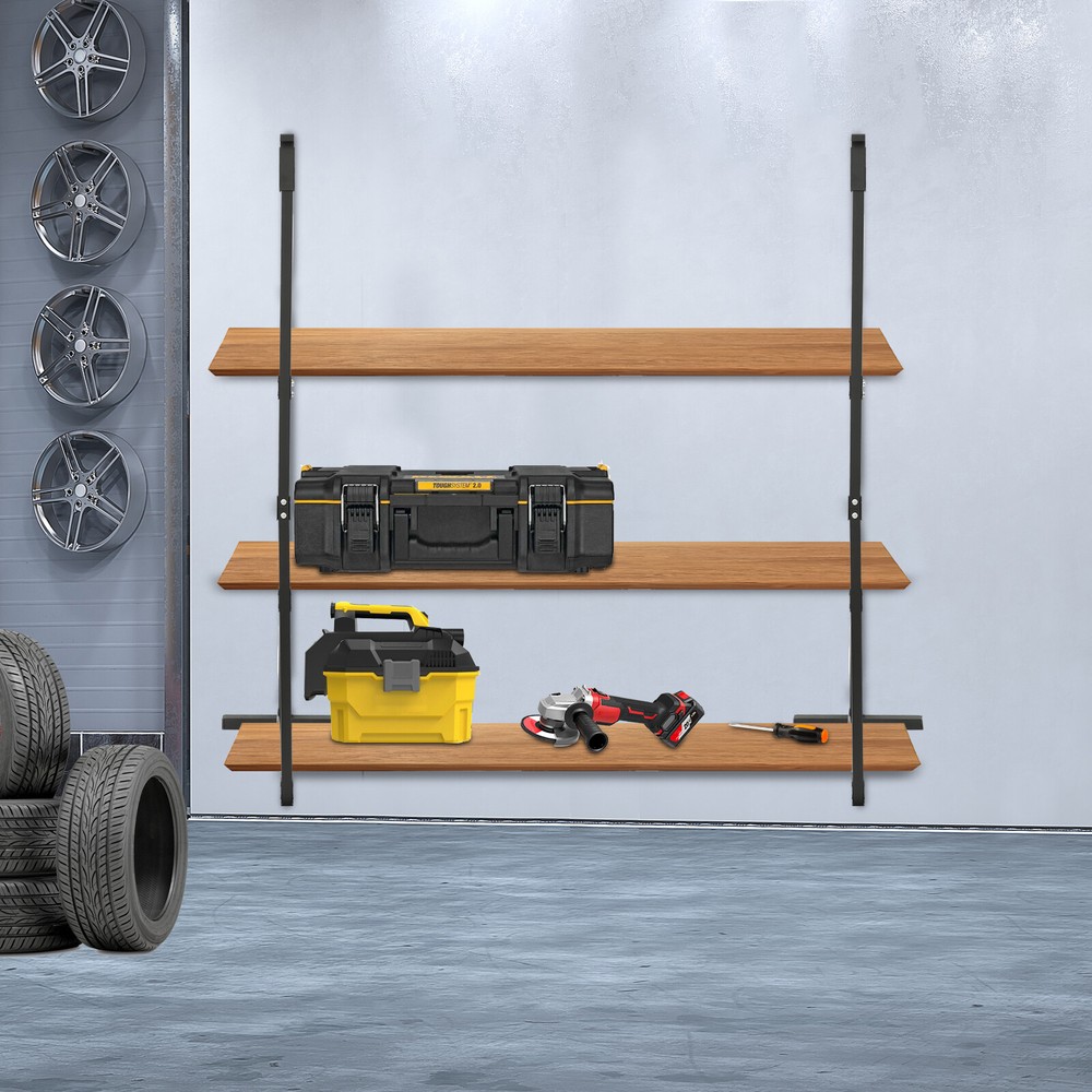 2 Pack Container Shelving Bracket Set, 3-Tier Cargo Storage Shelf Brackets