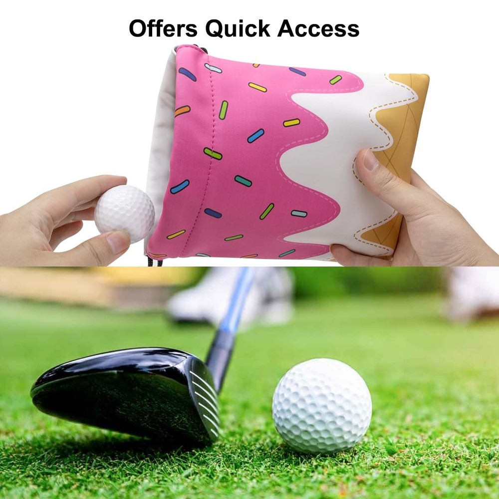Golf Valuables Pouch Leather Tee Drawstring Closure Ball Handbag Portable