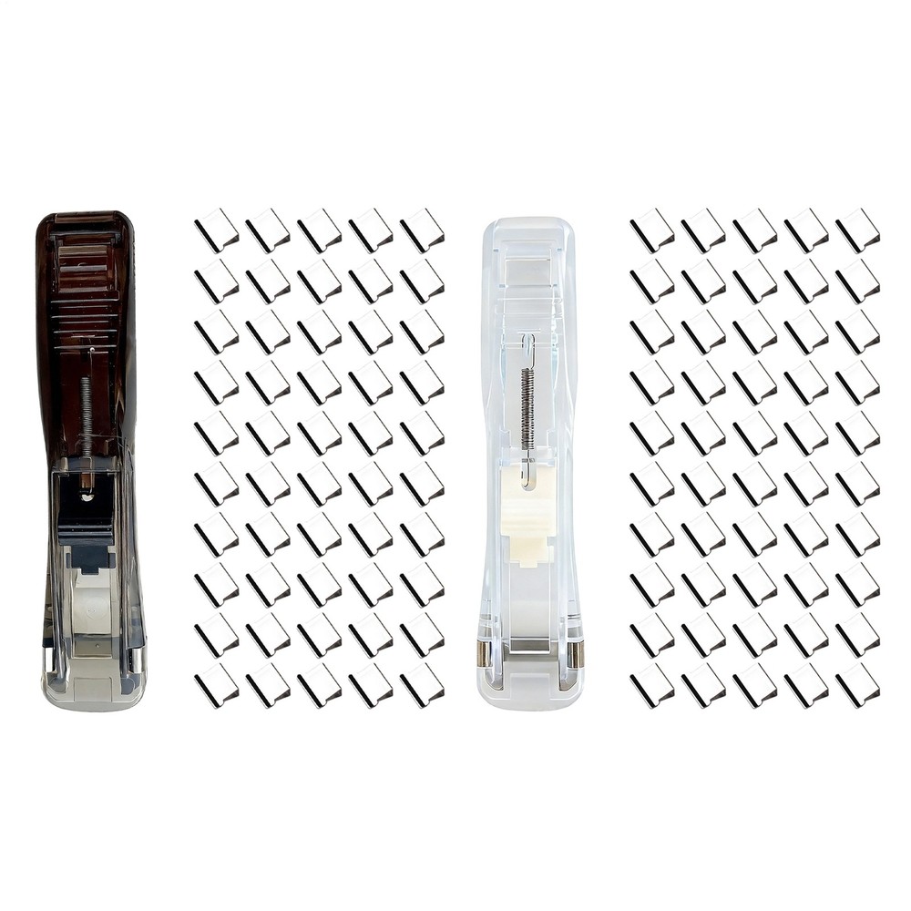 New Portable Clip Push Stapler Fixed Binding Reusable Clamp Not Damage Paper