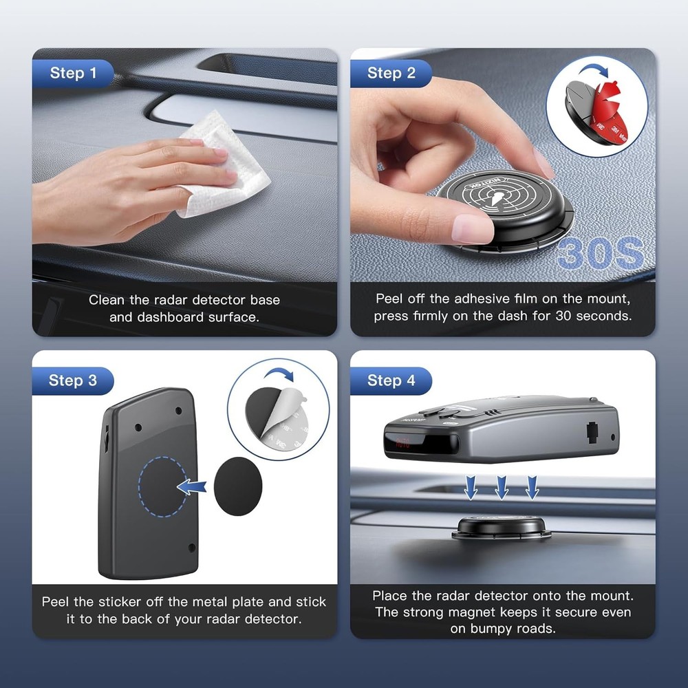 Adjustable Radar Detector Mount with N52 Magnets for Dashboards