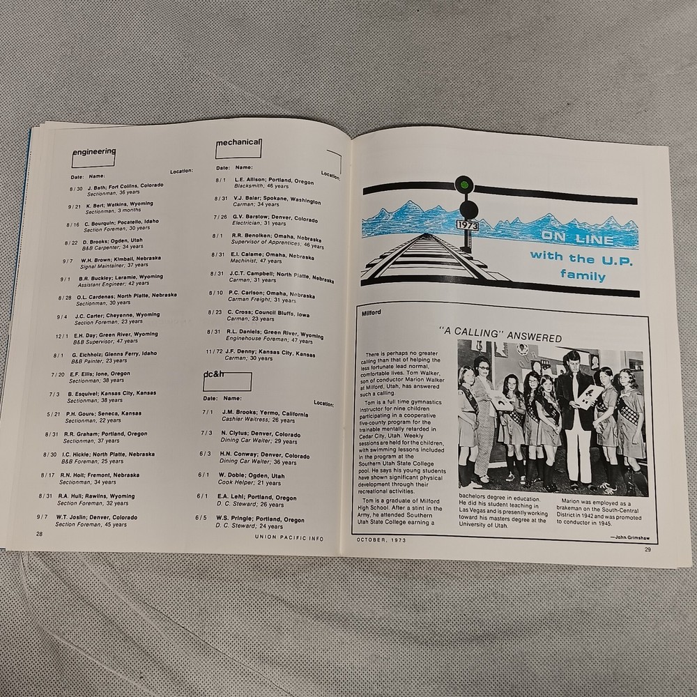 Union Pacific Railroad Info Magazine October 1973
