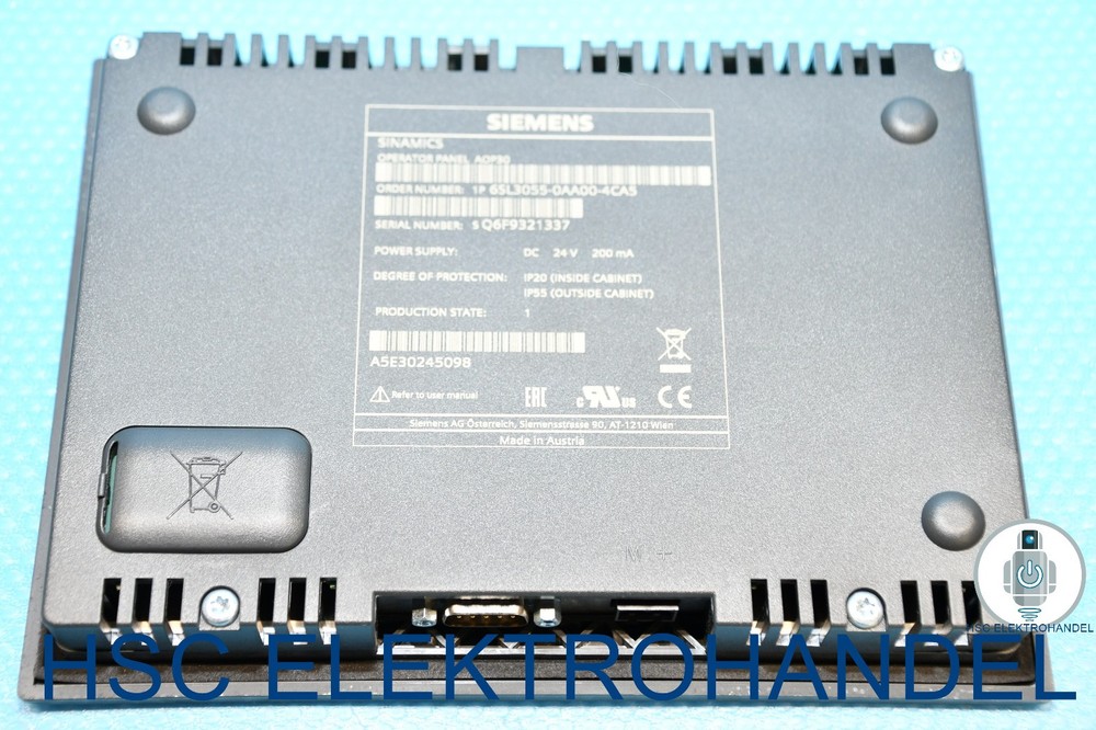 Siemens 6SL3055-0AA00-4CA5 SINAMICS Operator Panel AOP30