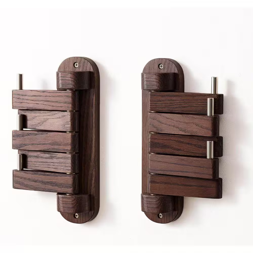 Walnut Wood Wall Mount Coat Rack with Hooks