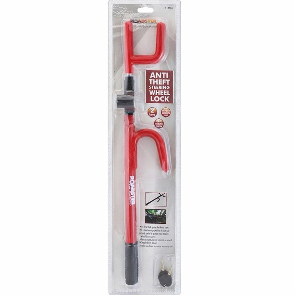 Anti-Theft Steering Wheel Lock Double Hook Keyed Extendable Car Van Security