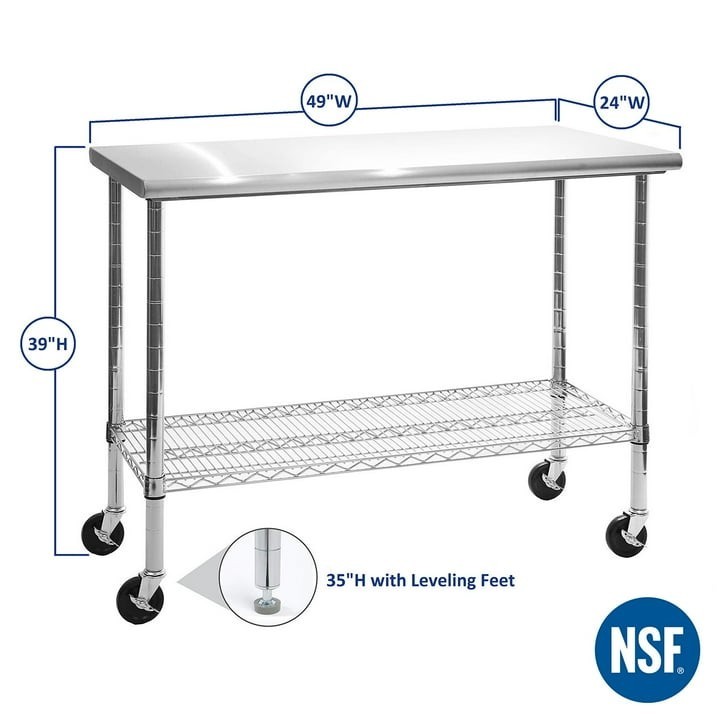 Member's Mark Work Table with 49" Stainless Steel Top