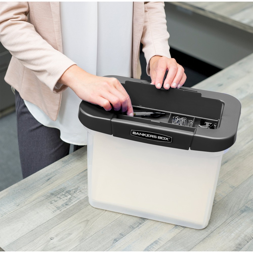 Clear Portable File Box with Black Lid, 1 Pack