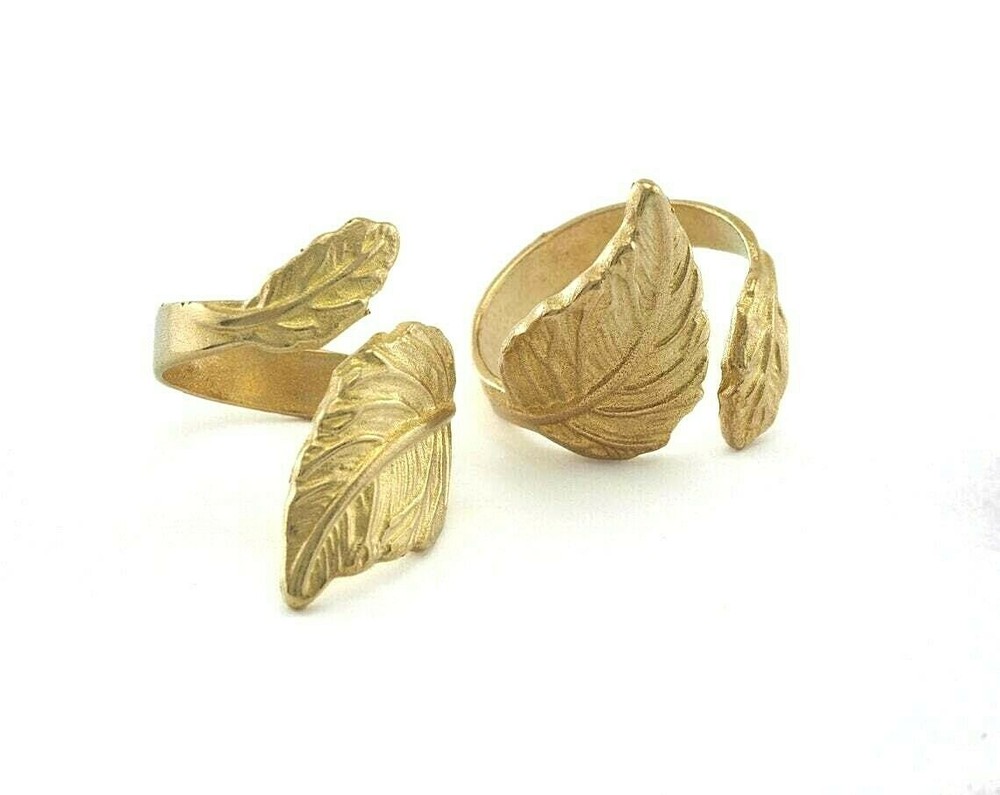 Leaf Adjustable Ring Raw brass (17.5mm 7US inner size - Adjustable ) OZ765