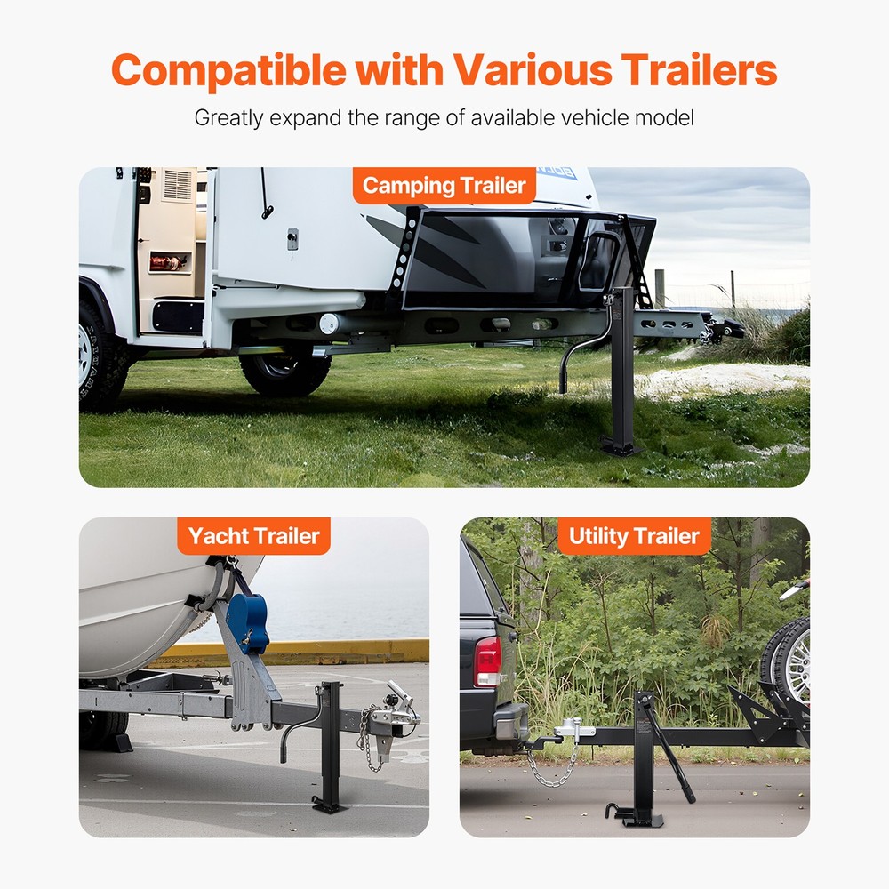 Trailer Jack Weld-on Pipe Mount Swivel Trailer Jack 12000 lbs 12.6" Travel