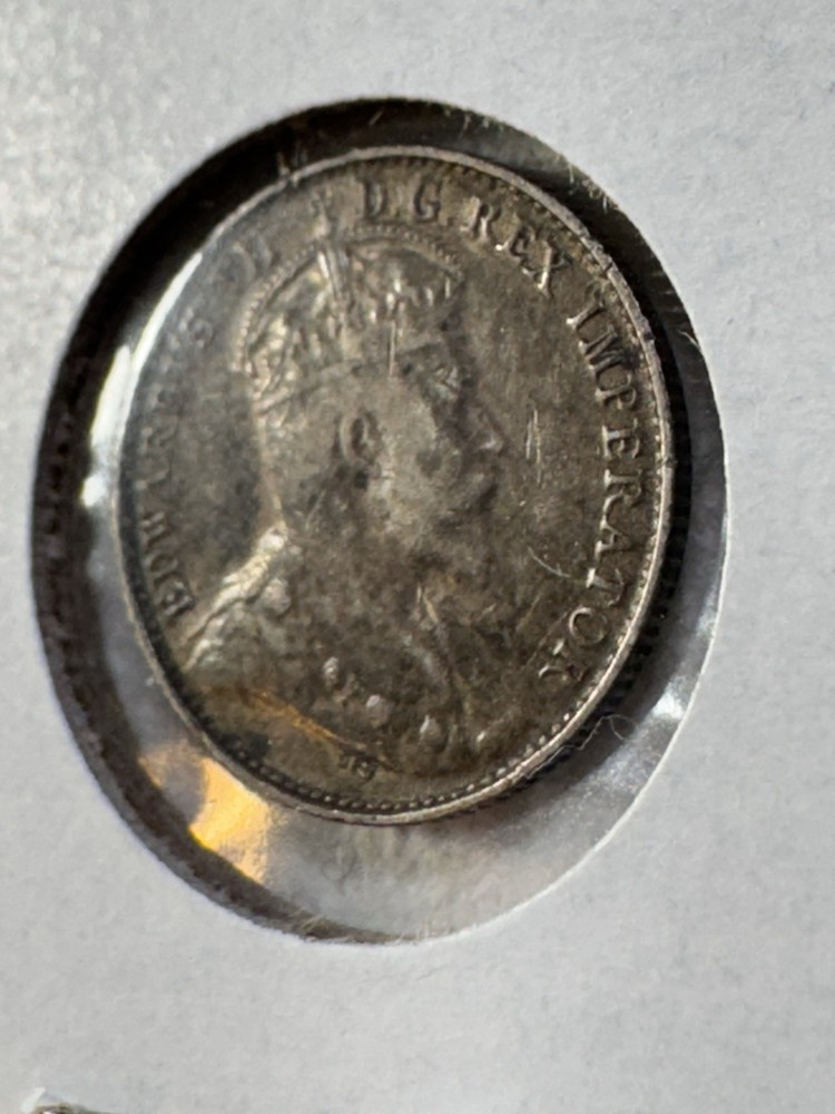 1906 Canada 5 Cents Small Silver Coin Cleaned