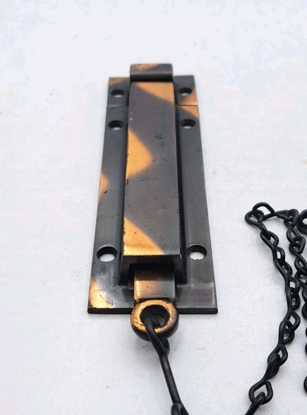 Antique Spring Loaded Slide Latch & Keeper Japanned Surface Mount Door Hardware