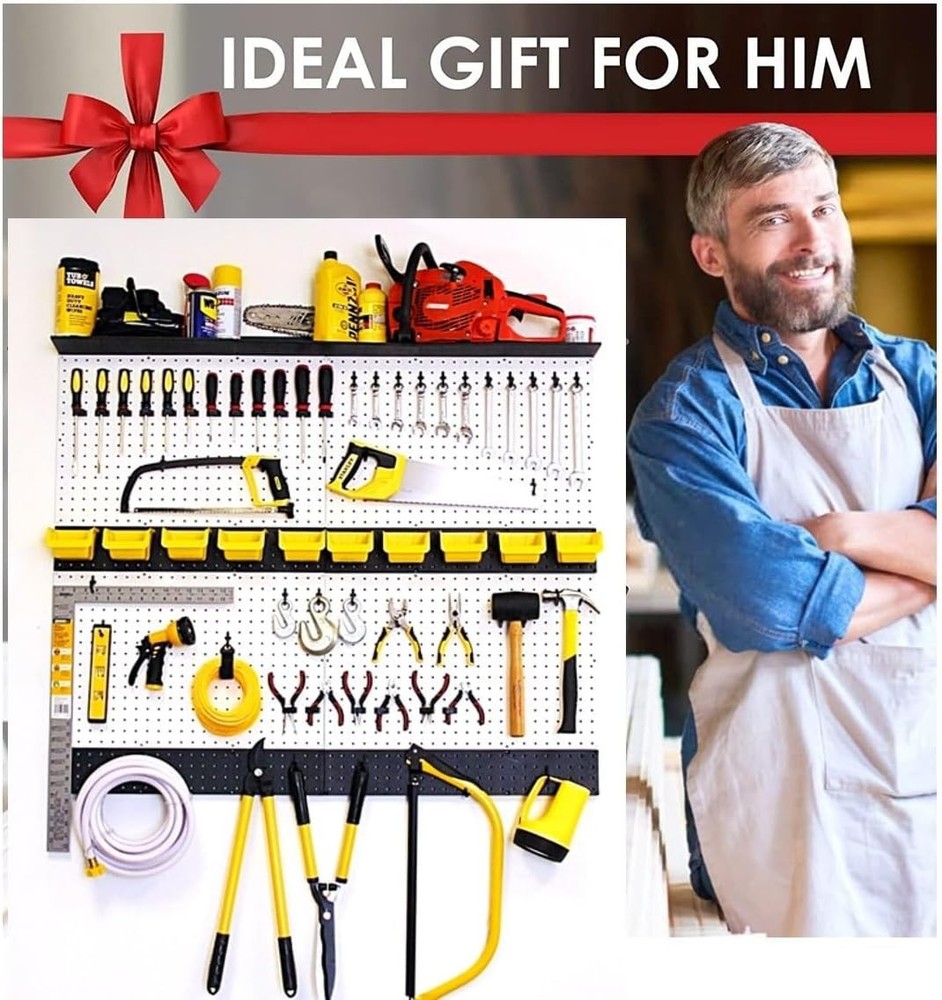 Heavy Duty Pegboard Bin Kit 36pc Yellow - Garage Workshop Craft Organizer