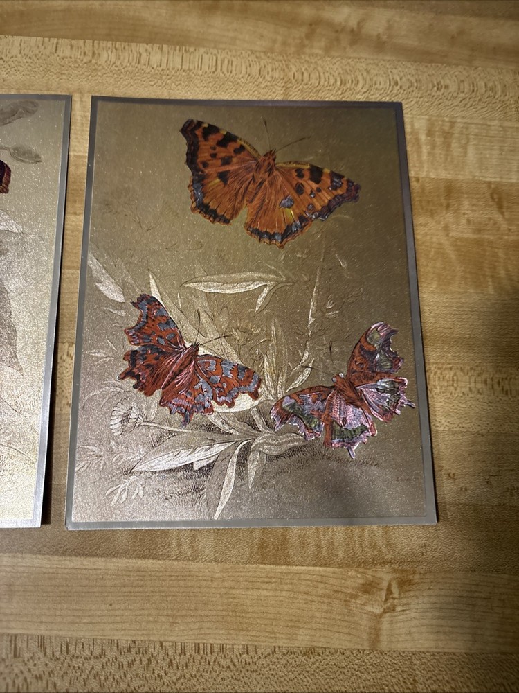 BEAUTIFUL- DUFEX FOIL PRINTS BUTTERFLIES, 2 PC .