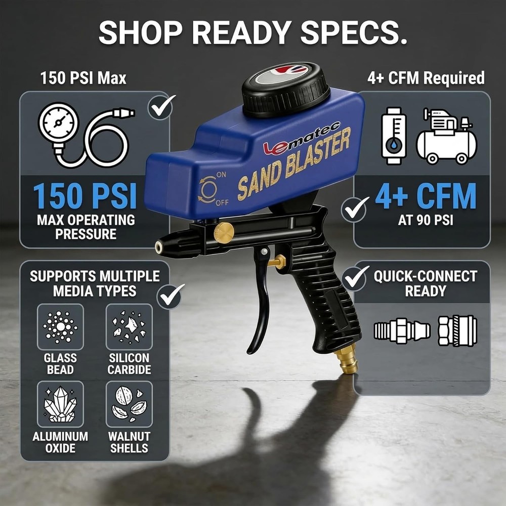 Lightweight Sand Blaster Gun with Easy-Pull Trigger - Perfect for Detailed Work