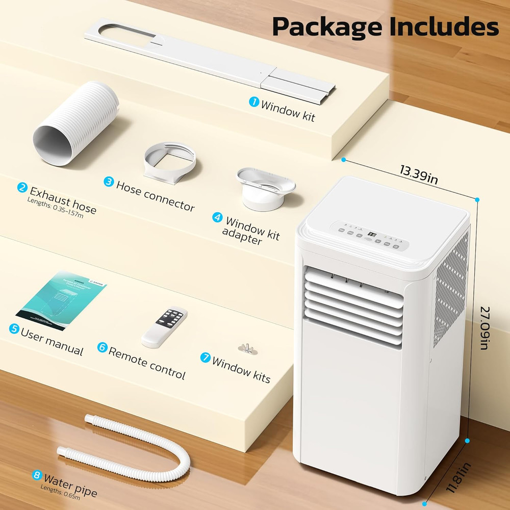 10000 BTU Portable Air Conditioners for Rooms up to 550 Sq.Ft, 4 Modes Portable