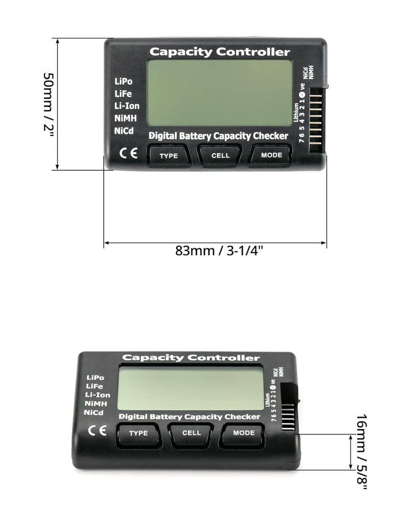 QWORK RC Cellmeter Controller Tester Voltage Tester, 7 Digital 1 Pack, Black