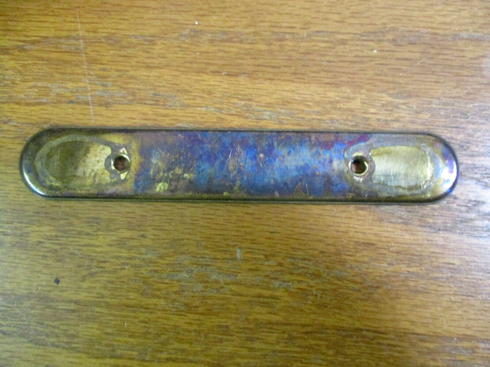 Amerock 63871 Nicely Tarnished Dark Brass Pull Handle Backplate 3" Centers Vtg