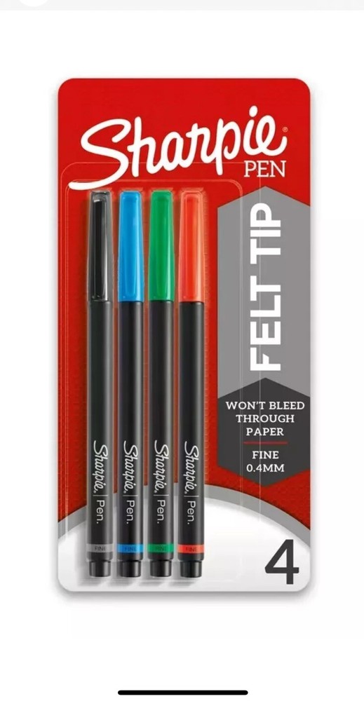 Pens, Fine Point (0.4mm), Assorted Colors, 4 Count