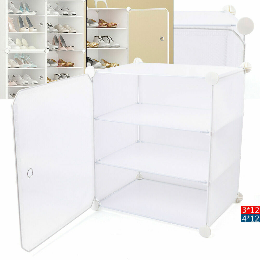 12-Tier Shoe Rack Organizer Stackable Closet 96/72 Pair Shoe Box Storage Cabinet