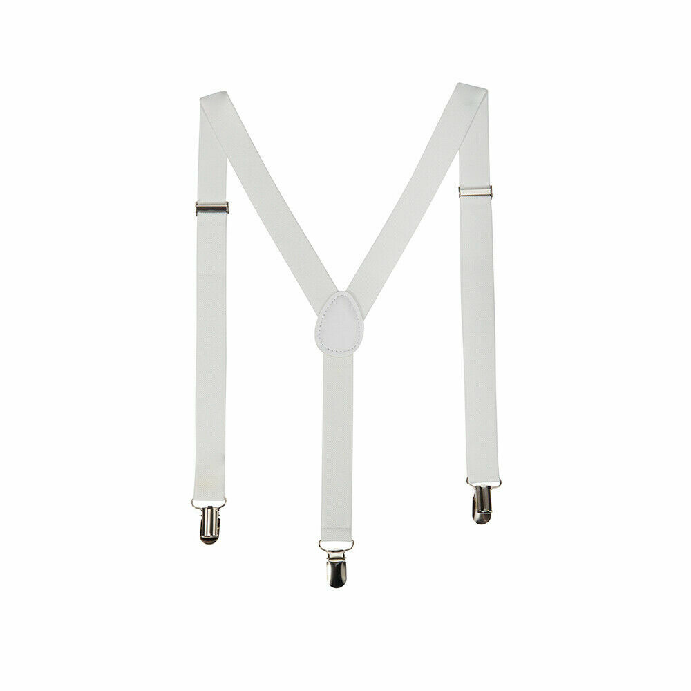 Men's Adjustable Suspenders Elastic Y-Shaped Braces Clips Pants Brace Solid New