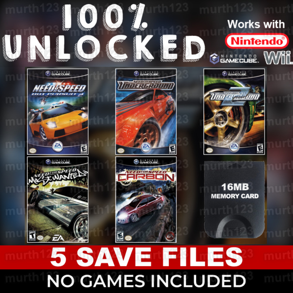 Need For Speed 100% Save Pack 8MB Gamecube GC Memory Card Unlocked Complete 2025