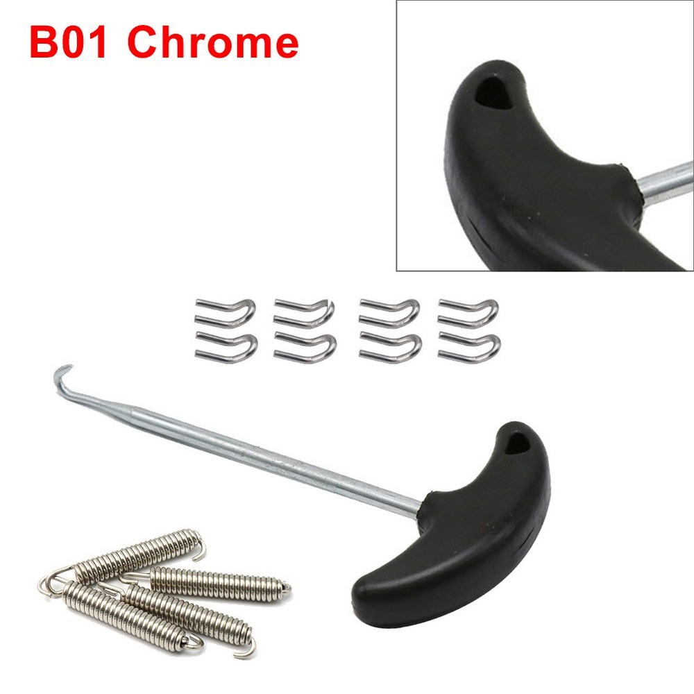 Exhaust Pipe Muffler Mounting Springs Hooks Set Link Stainless Steel Chrome mo