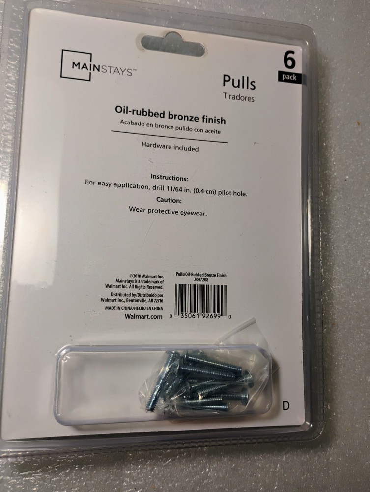 Pack of 6 Mainstays Pulls Oil Rubbed Bronze Finish