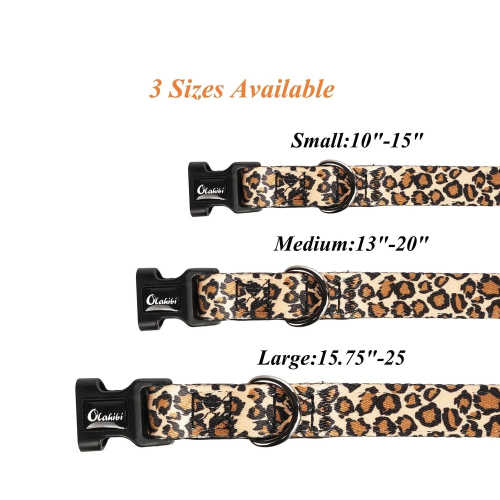 Neoprene Padded Dog Collar, Soft and Comfortable, Leopard Pattern, for Large ...