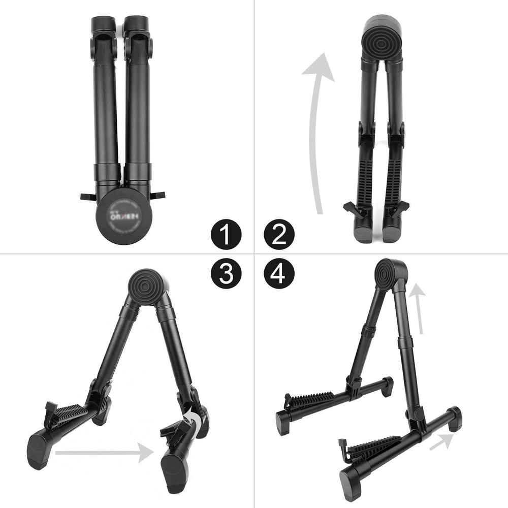 Eison Folding Guitar Stand - Lightweight Adjustable Floor Holder With 8 Picks...