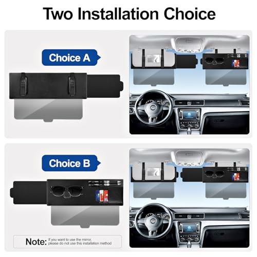 Sun Visor Extender for Car with Side Sunshade, Visor with Sunglasses Holder