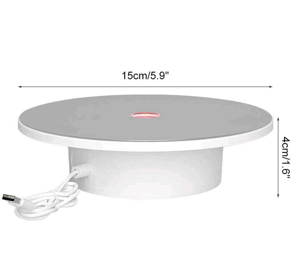 Rotating Display Stand 360° Turntable with RGB Gradient Lighting, Mirrored S...