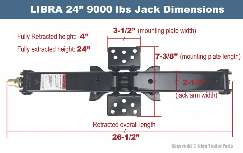 LIBRA 9000lb HD 24" RV Stabilizer Leveling Scissor Jacks w/sockets & install Kit