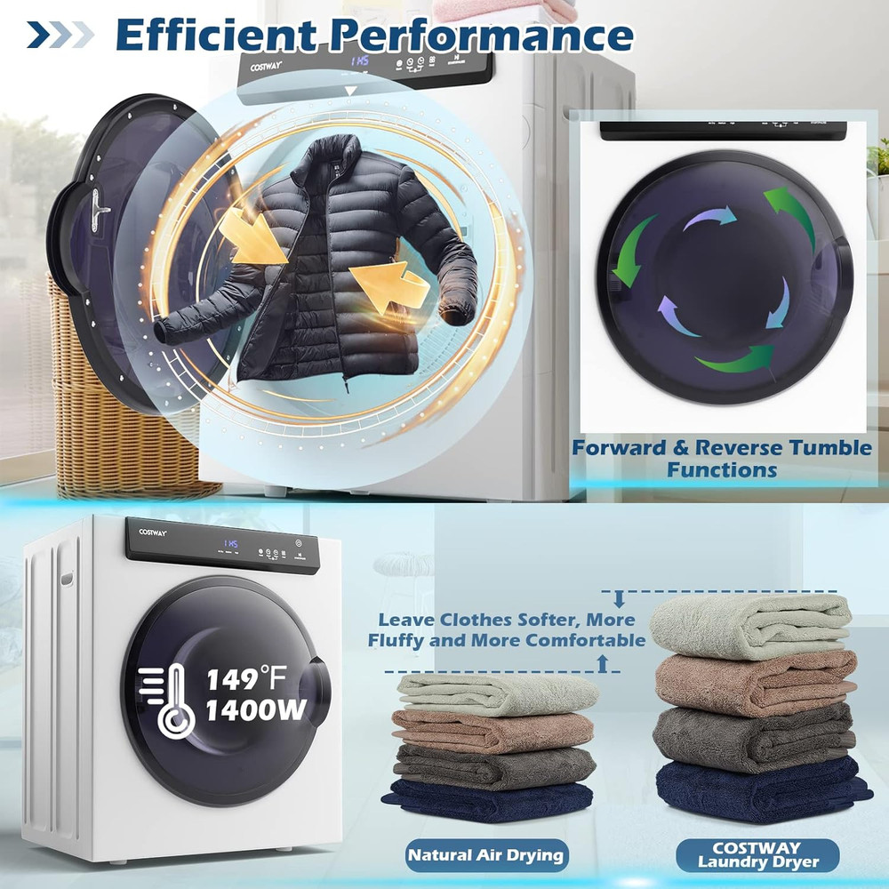 Compact Portable Dryer, with Touch Panel, 2 Modes, 3 Heating Powers and Adjustab