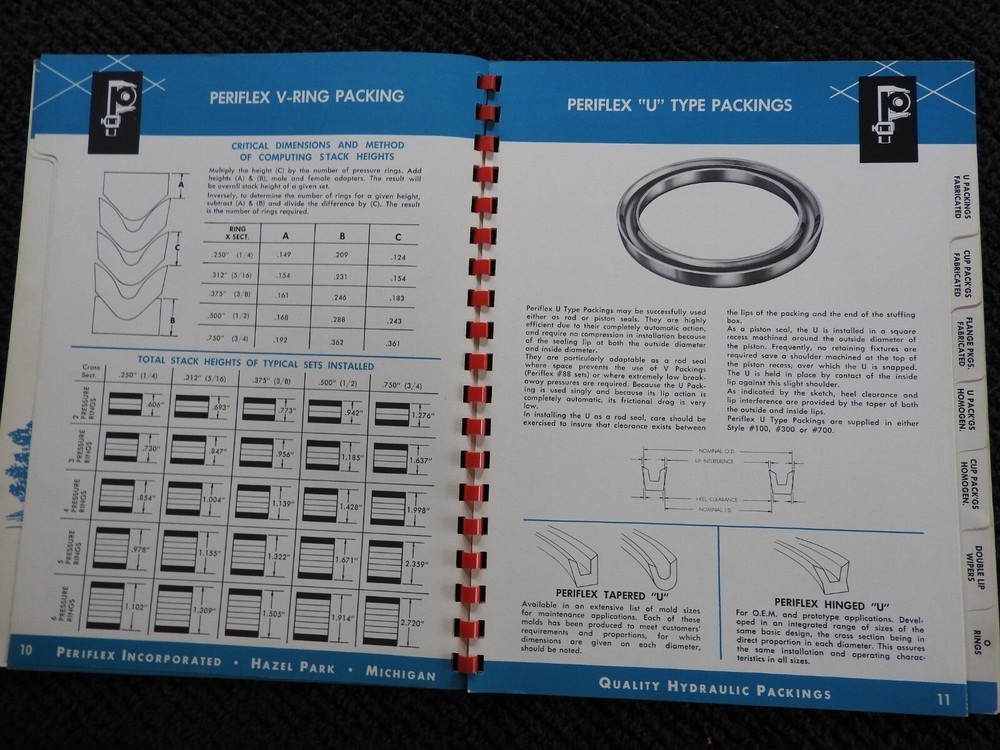 1957 Periflex Incorporated Molded Packings Engineering Catalog Hazel Park MI