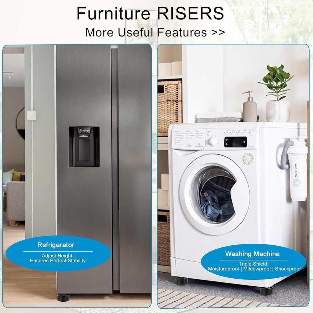 Bed Risers Heavy Duty Adjustable Stackable Furniture Blocks 4 Pack