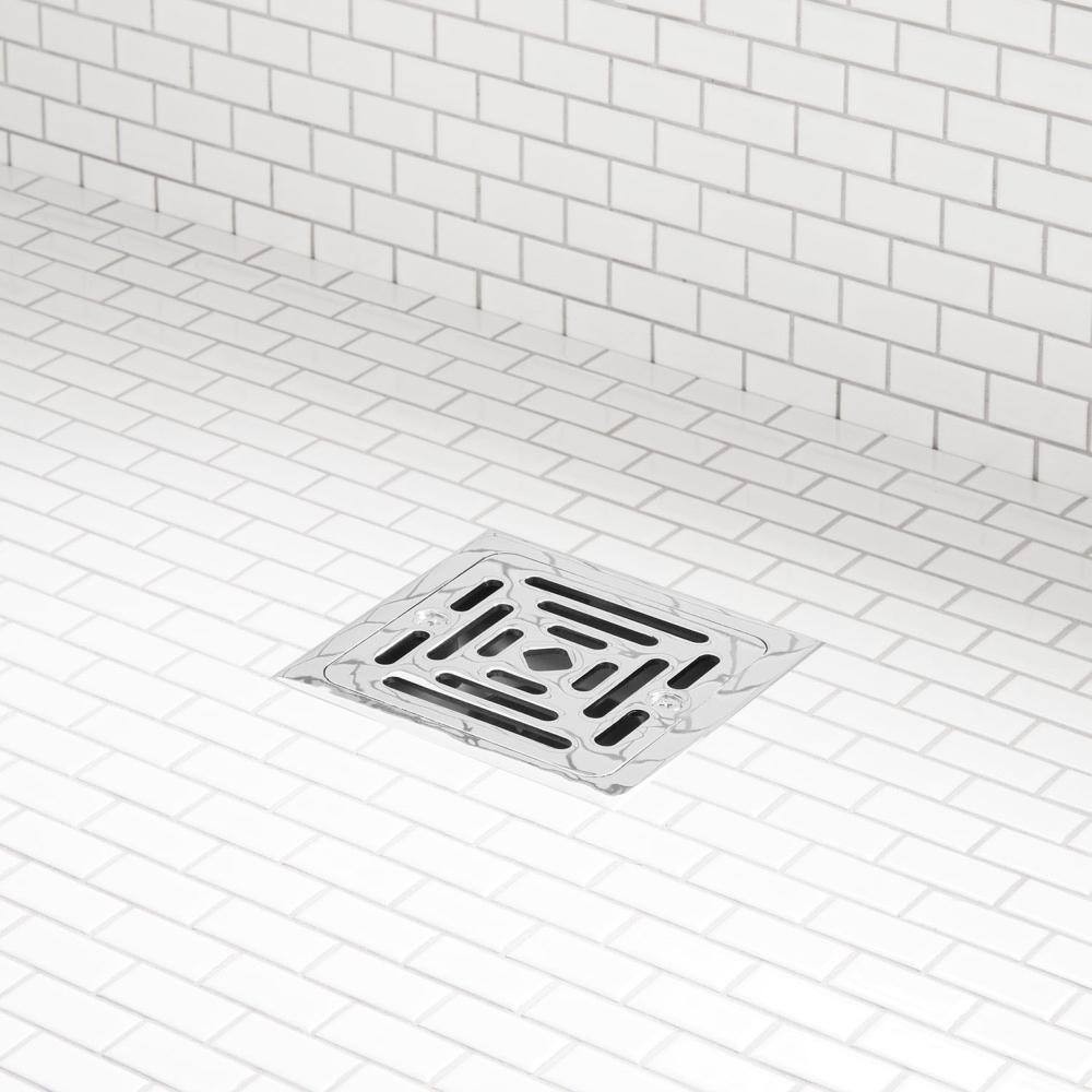 Signature Hardware 948035 Adelphi 4-1/2 Pattern Grate Linear Shower Drain Chrome